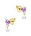 Hanging Heart CZ Silver Stud Earring STS-6318